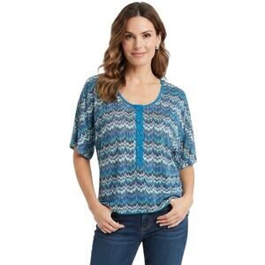 Design Works Zig Zag Colorful Blouse Business Casual Lightweight Large